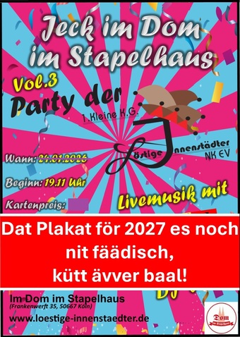 Plakat zur Karnevalsparty 2026