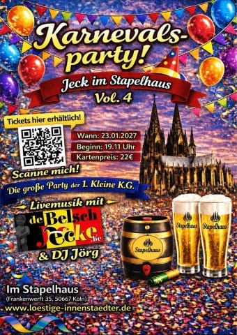 Plakat zur Karnevalsparty 2026